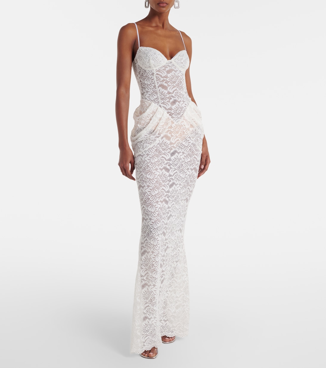 Vestido largo Vecna de encaje transparente | Bananhot