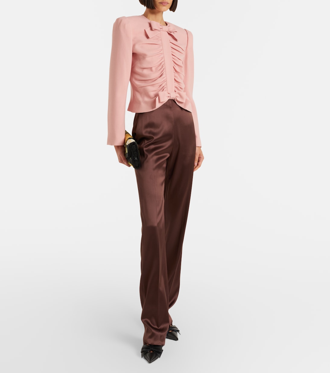 Silk-blend satin straight pants | Valentino