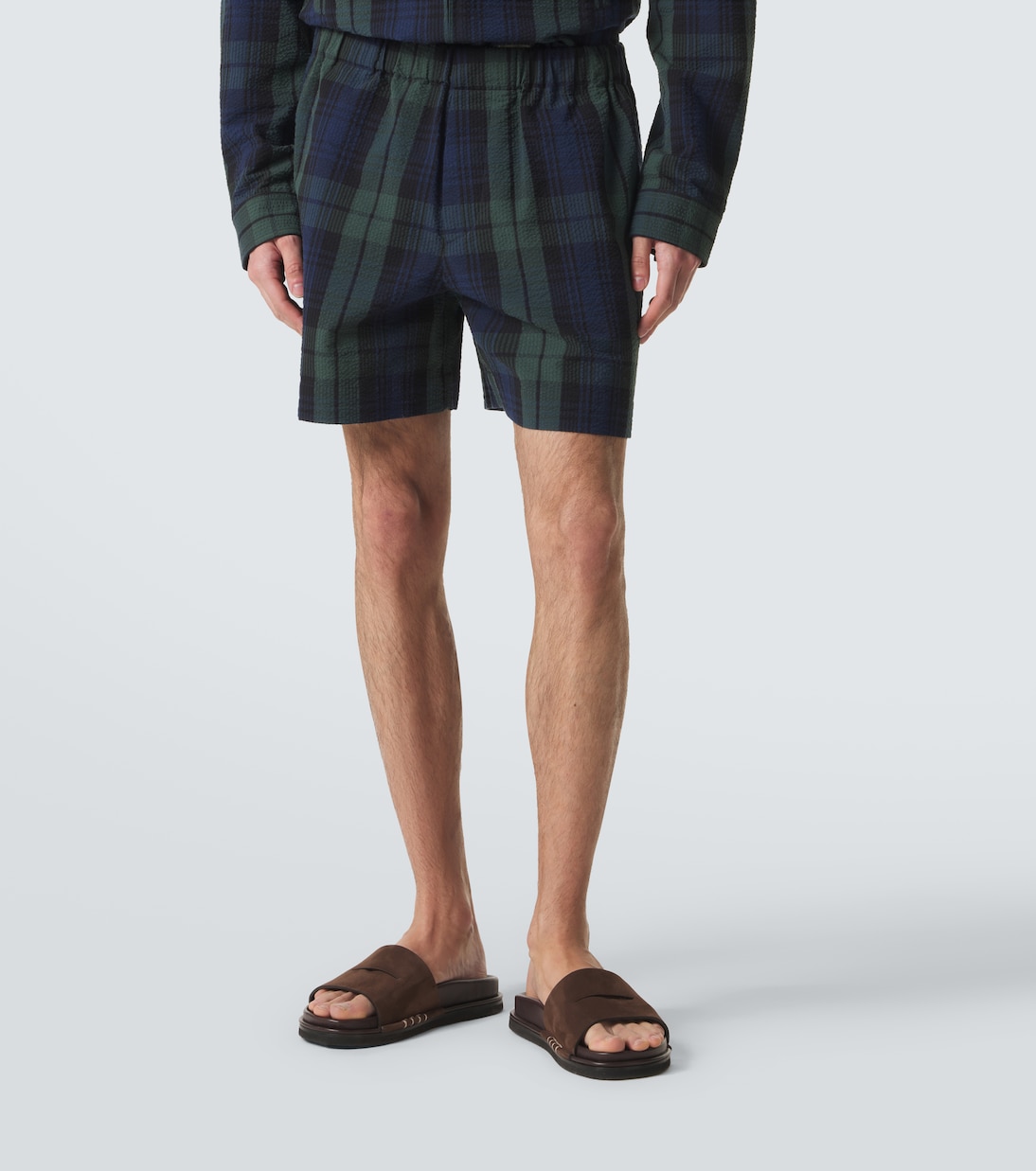 Checked cotton seersucker shorts | JW Anderson