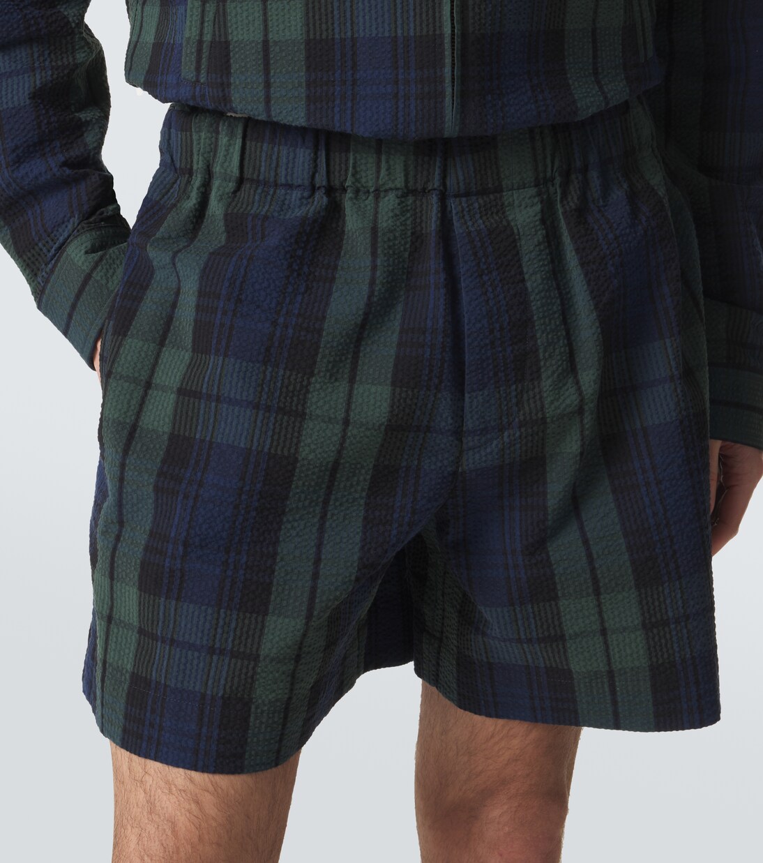 Checked cotton seersucker shorts | JW Anderson