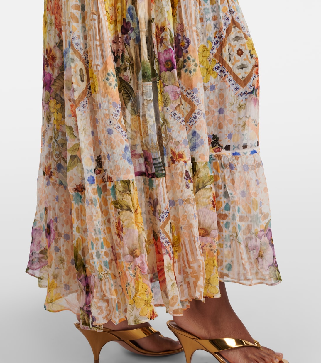 Verziertes Maxikleid aus Seide | Camilla