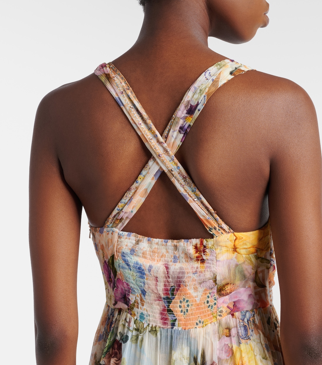 Verziertes Maxikleid aus Seide | Camilla