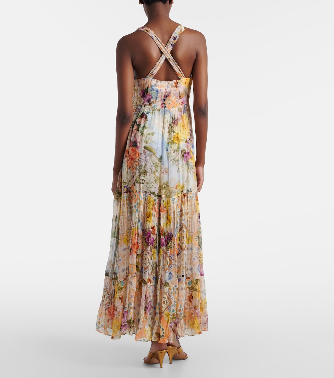 Verziertes Maxikleid aus Seide | Camilla