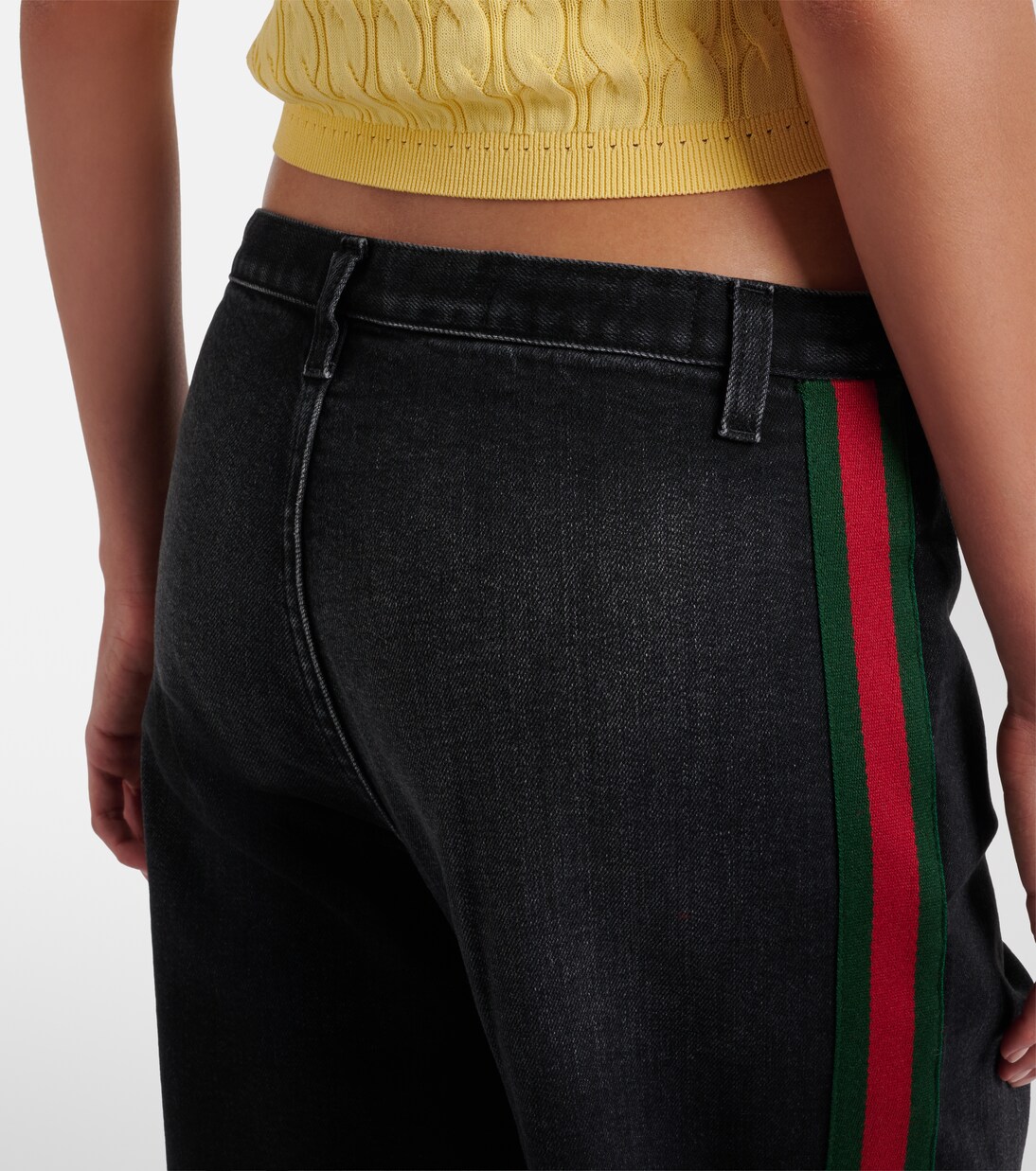 Web Stripe straight jeans | Gucci