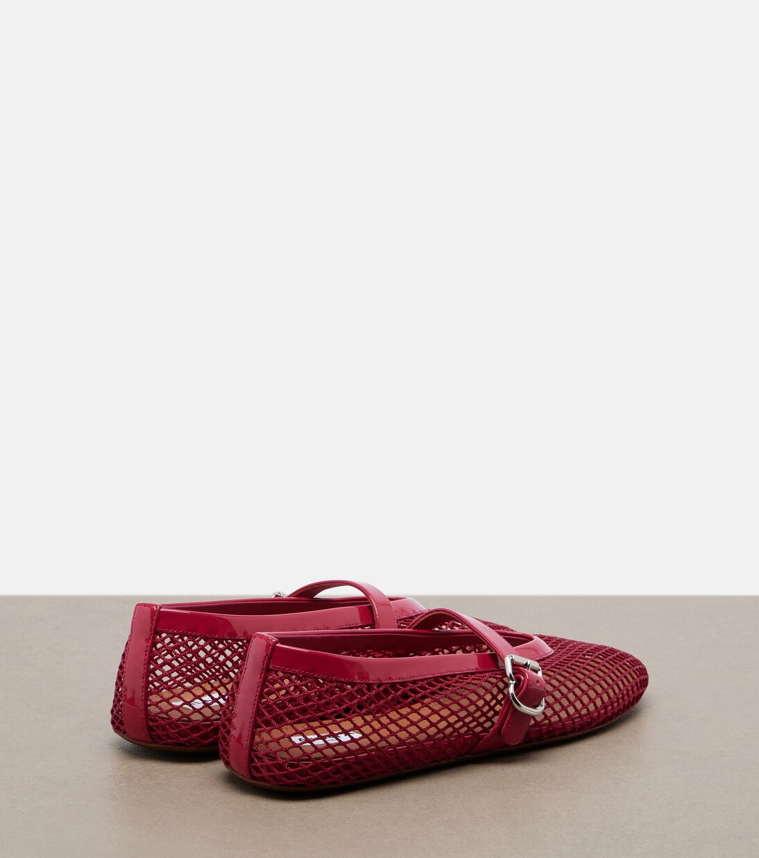 Leather-trimmed fishnet ballet flats | Alaïa