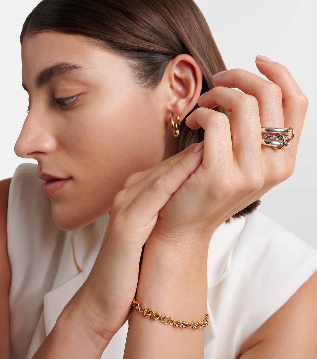 Libra Noir sterling silver and 18kt gold rings with diamonds | Spinelli Kilcollin