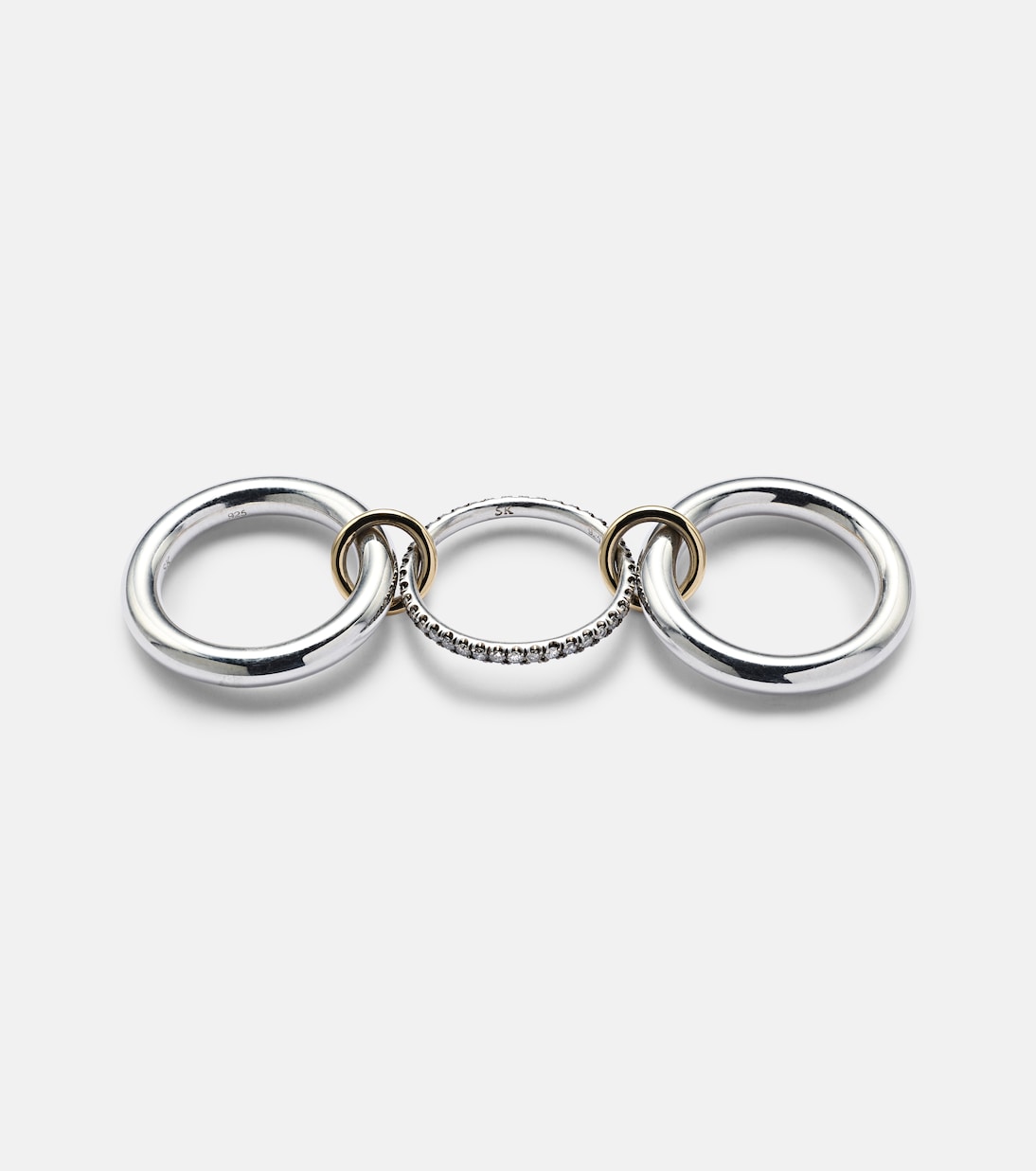 Libra Noir sterling silver and 18kt gold rings with diamonds | Spinelli Kilcollin