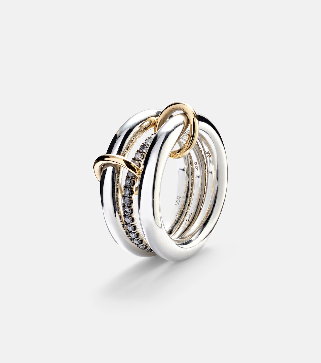 Libra Noir sterling silver and 18kt gold rings with diamonds | Spinelli Kilcollin