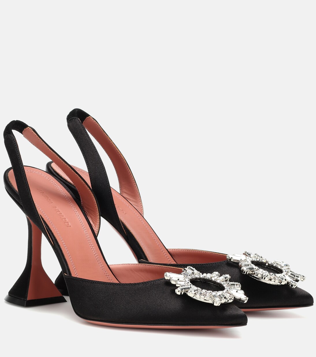 Verzierte Slingback-Pumps Begum aus Satin | Amina Muaddi
