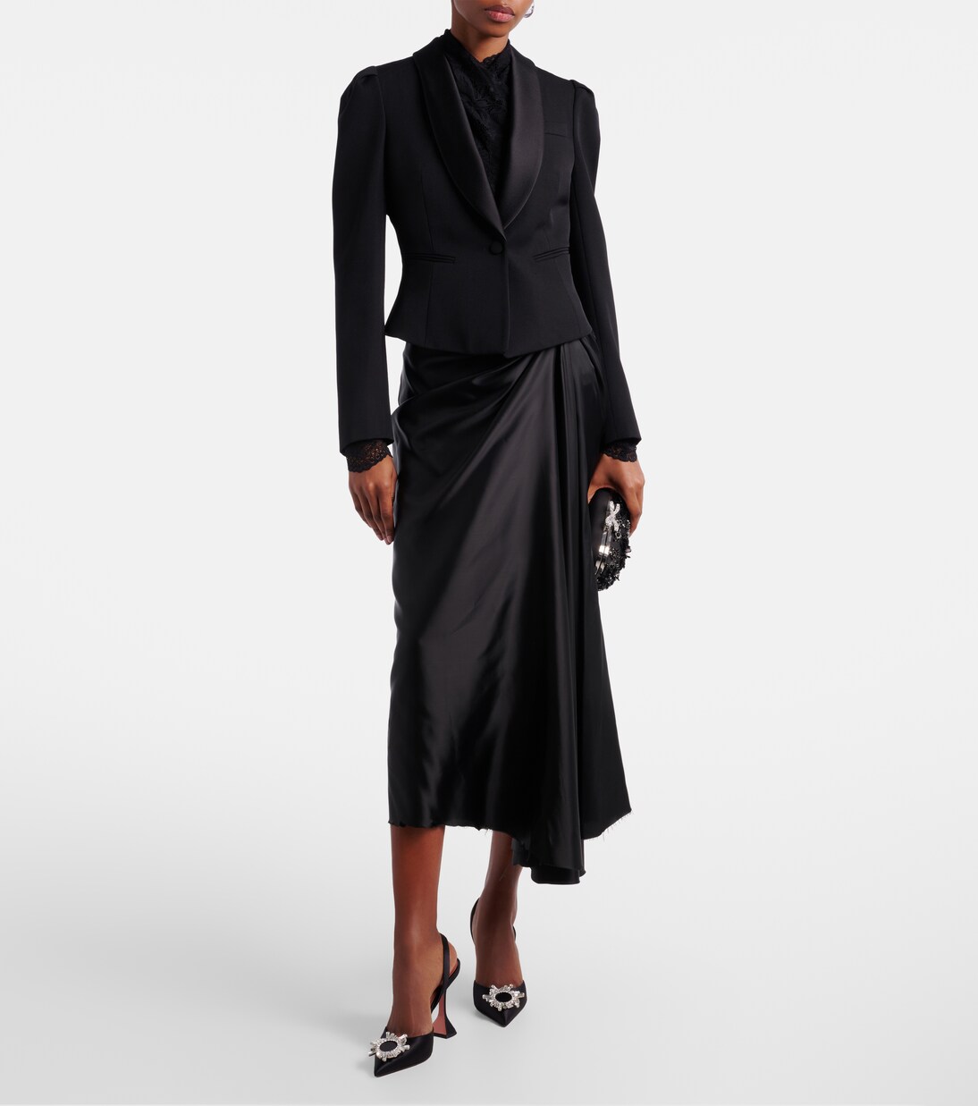 Verzierte Slingback-Pumps Begum aus Satin | Amina Muaddi