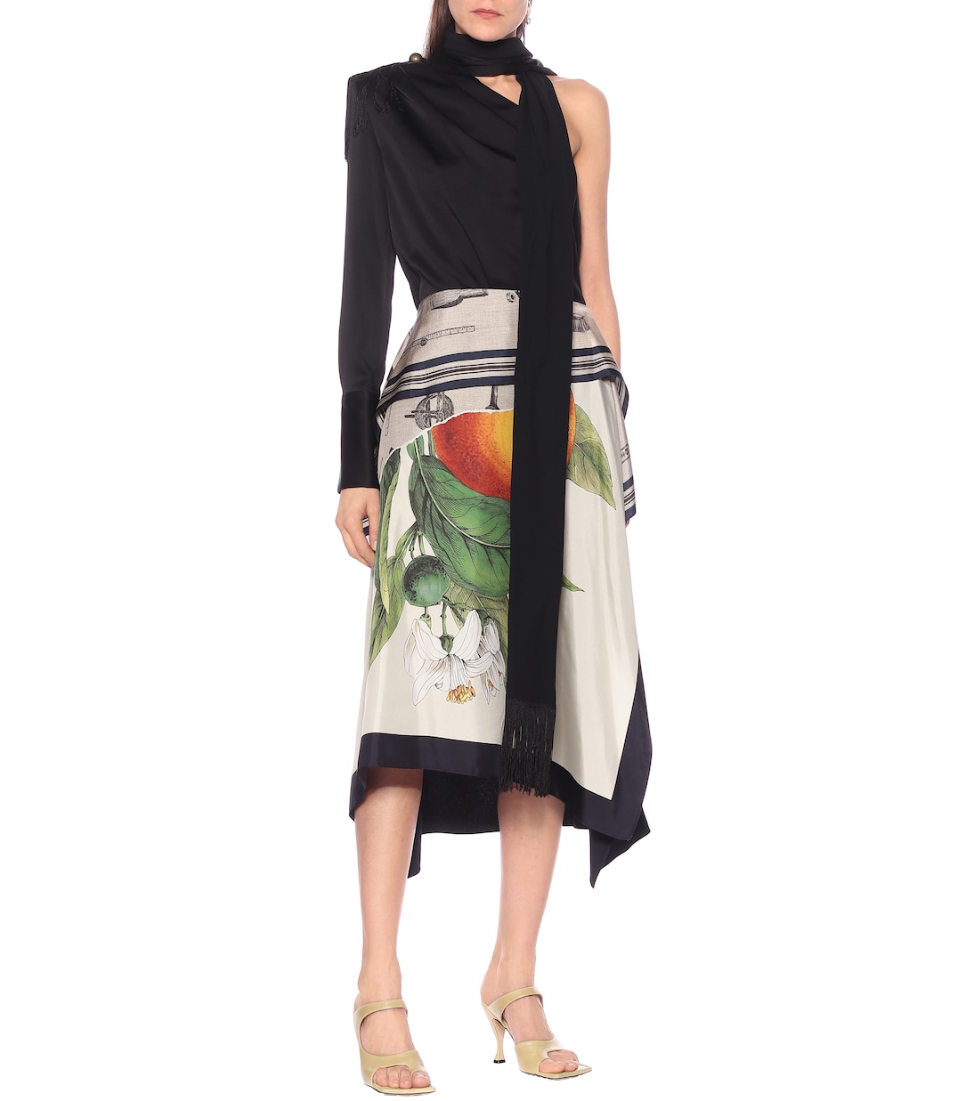 Printed silk-twill midi skirt | Monse