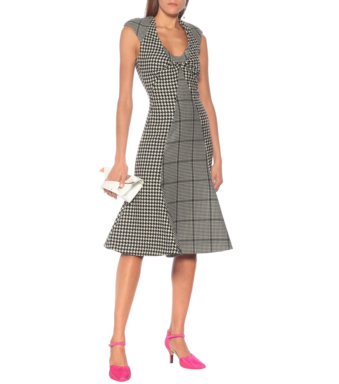 Robe midi en laine à carreaux | Marine Serre