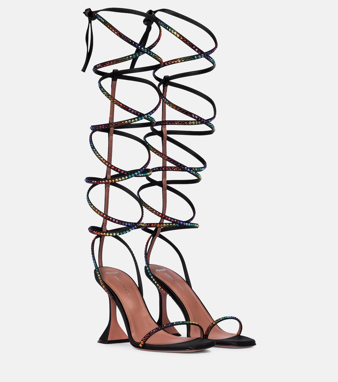 x AWGE LSD embellished satin sandals | Amina Muaddi