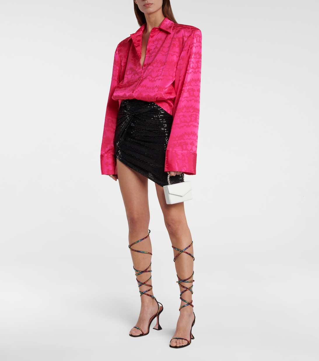 x AWGE LSD embellished satin sandals | Amina Muaddi