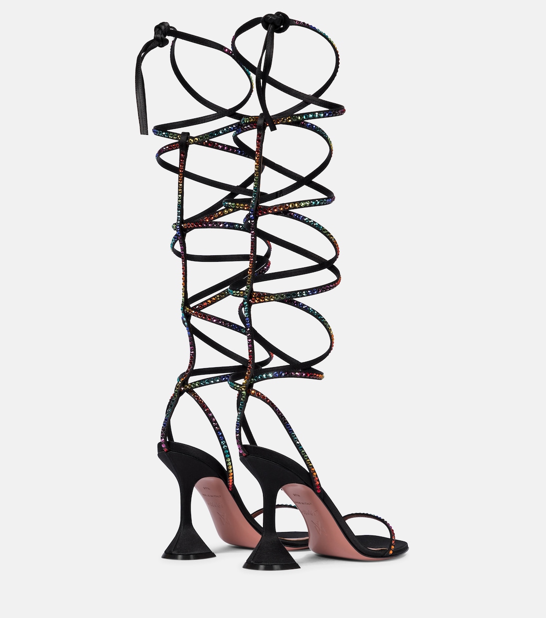 x AWGE LSD embellished satin sandals | Amina Muaddi