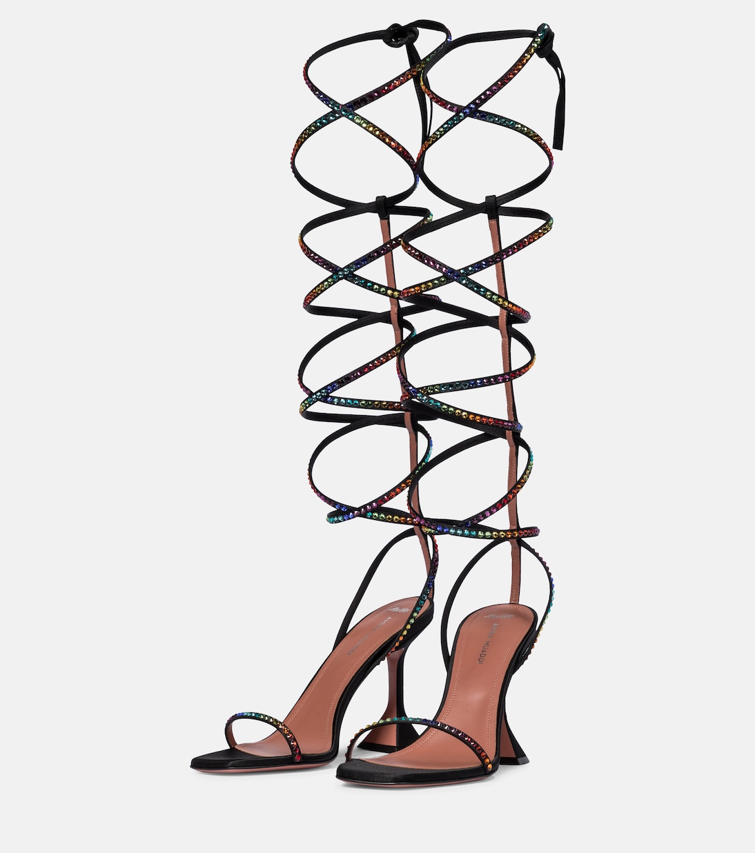 x AWGE LSD embellished satin sandals | Amina Muaddi