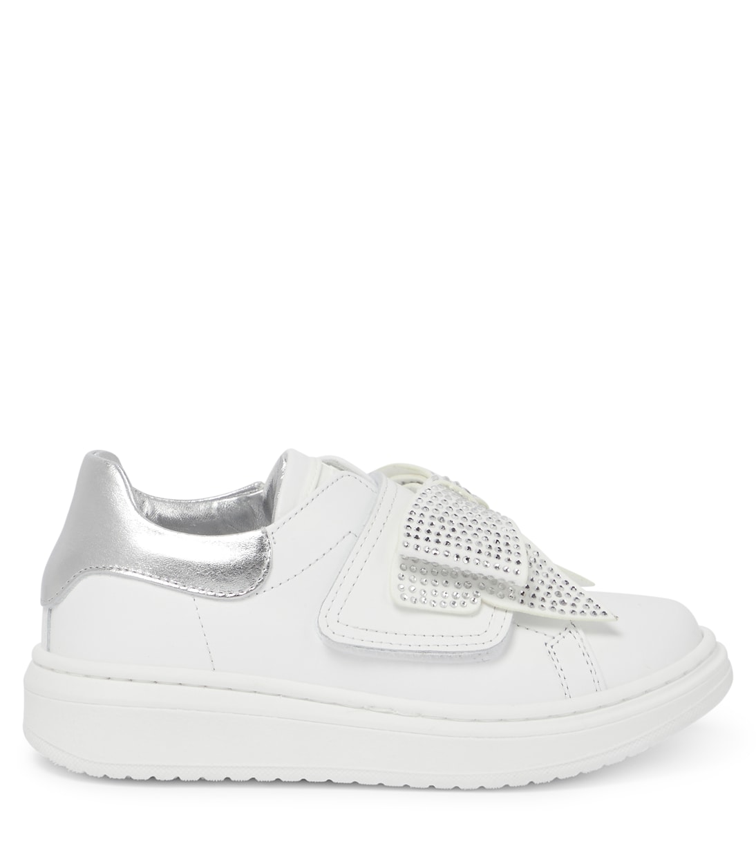 Bow-embellished leather sneakers | Monnalisa