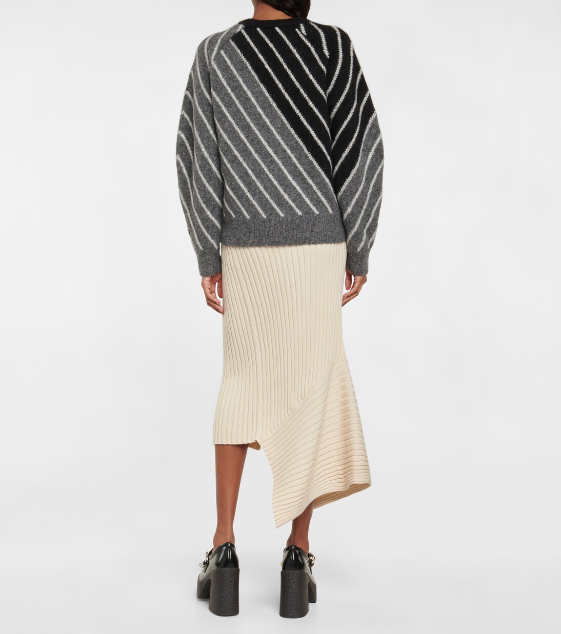 Pull rayé en laine d'alpaga mélangée | Stella McCartney