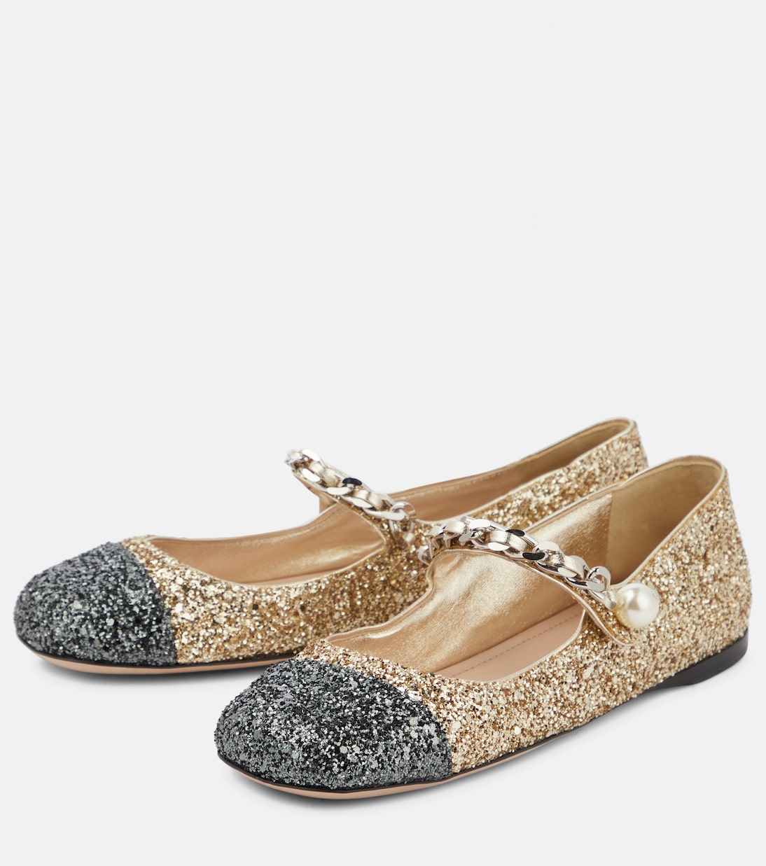 Verzierte Ballerinas mit Glitter | Miu Miu