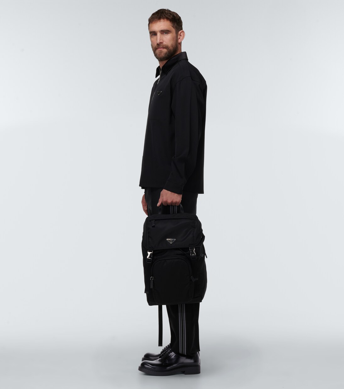 Brushed leather Derby shoes | Prada