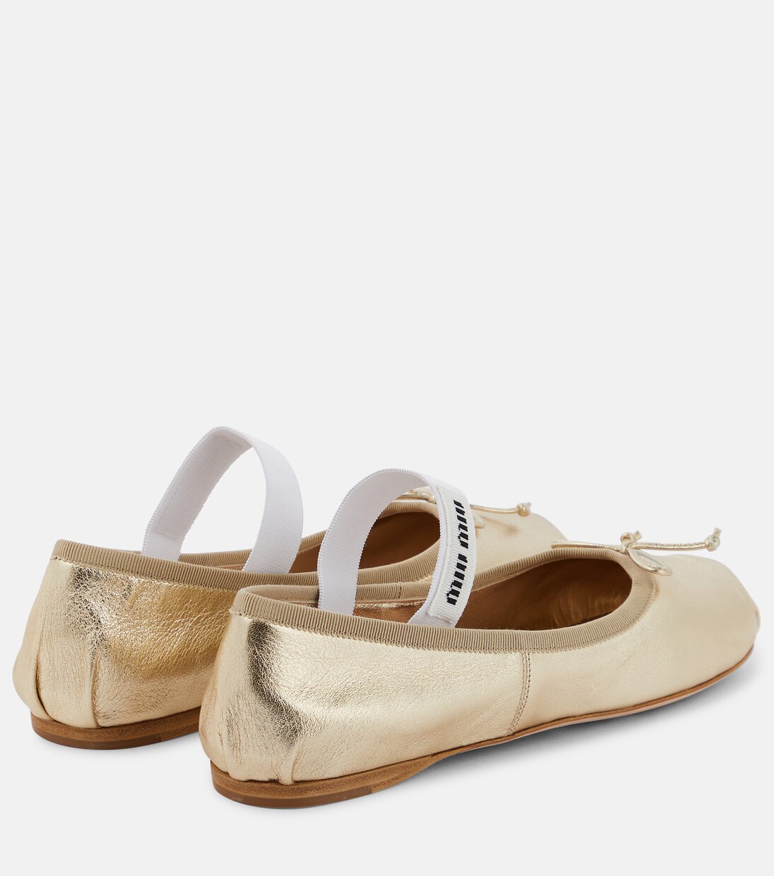 Ballerines en cuir à logo | Miu Miu
