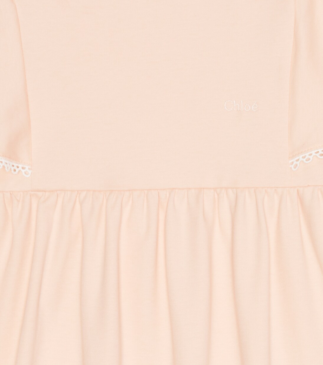 Embroidered ruffle-sleeve cotton dress | Chloé Kids