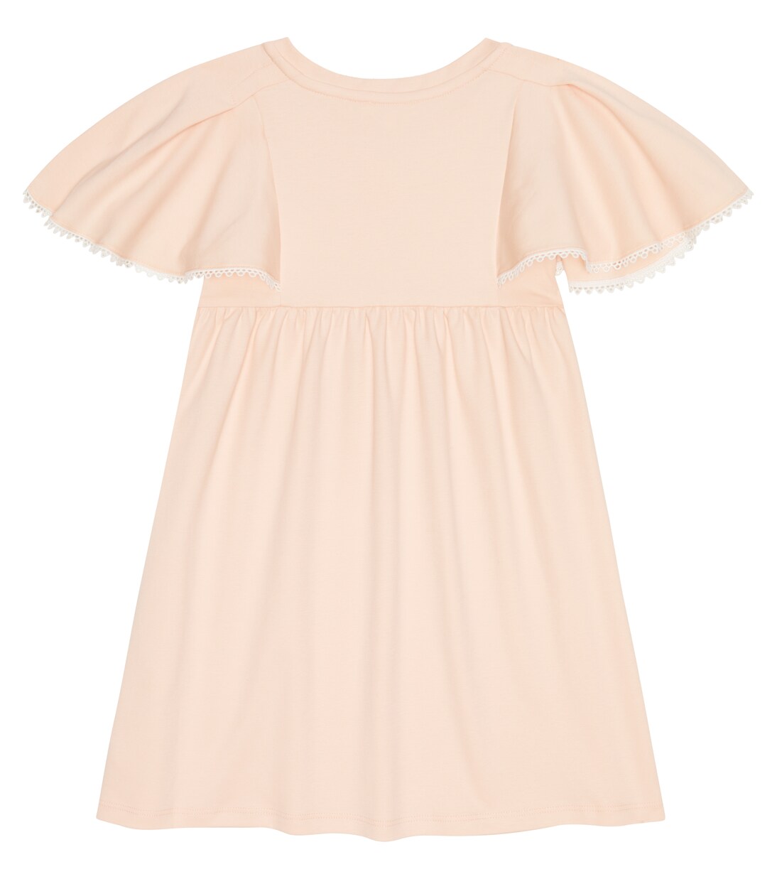 Embroidered ruffle-sleeve cotton dress | Chloé Kids