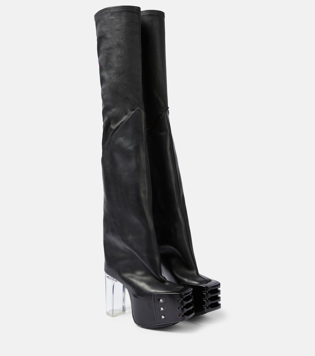Overknee-Plateaustiefel aus Leder | Rick Owens