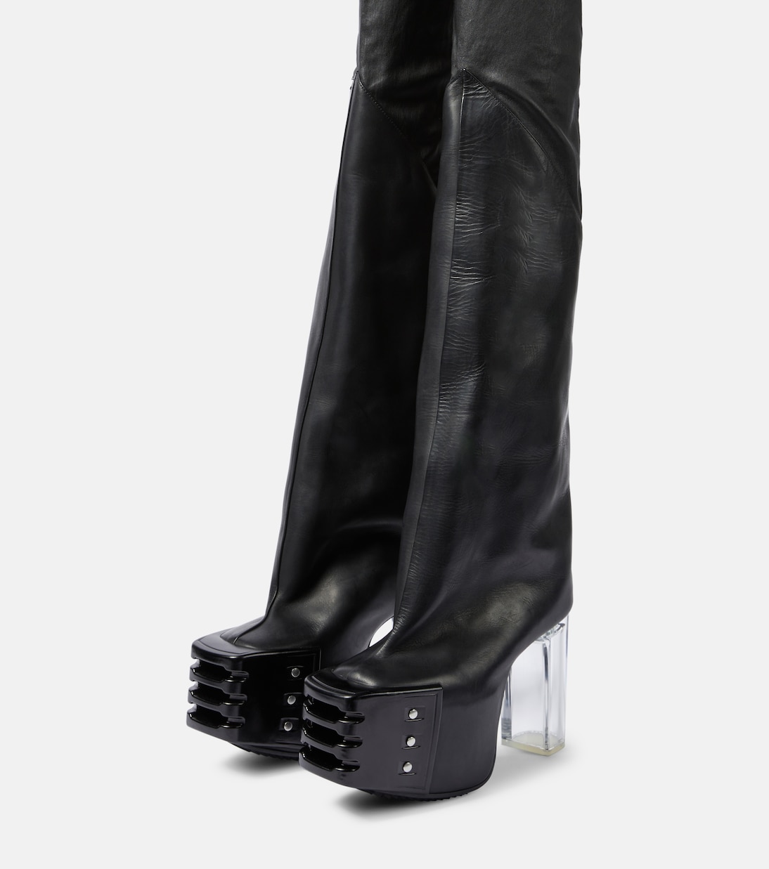 Overknee-Plateaustiefel aus Leder | Rick Owens
