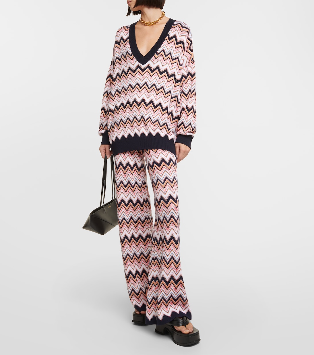 Weite High-Rise-Hose aus Häkelstrick | Missoni