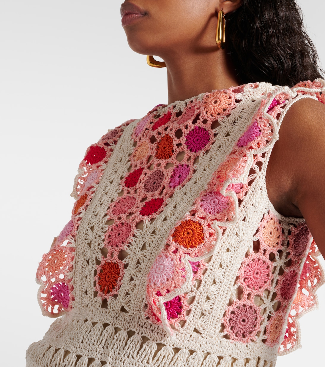 Bouquet 플로럴 코튼 크로셰 미니드레스 | Anna Kosturova