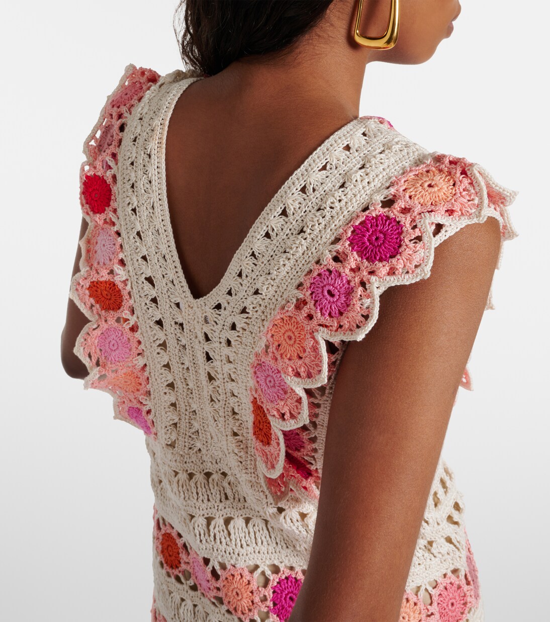 Bouquet 플로럴 코튼 크로셰 미니드레스 | Anna Kosturova