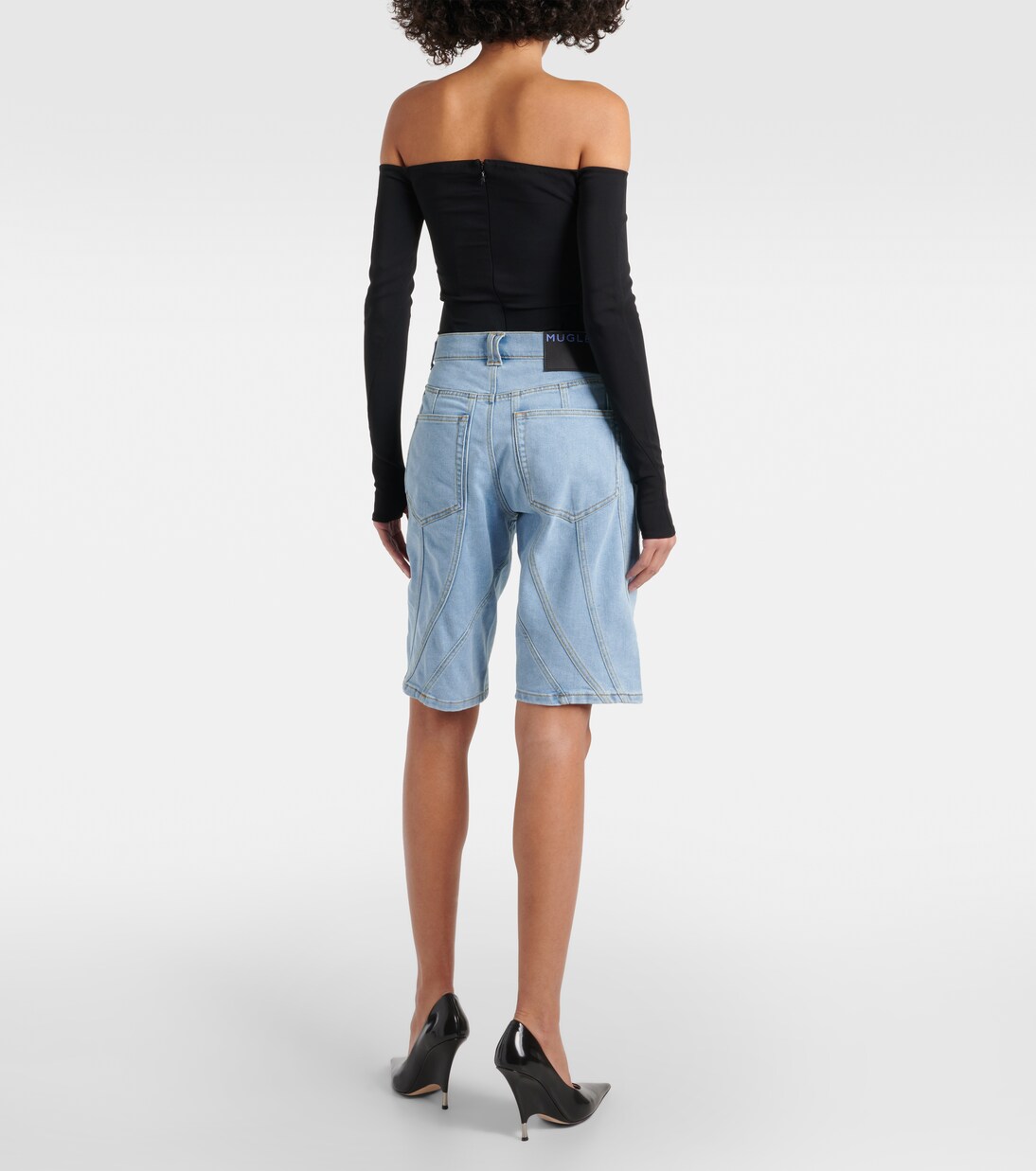 Shorts anchos Spiral de denim | Mugler