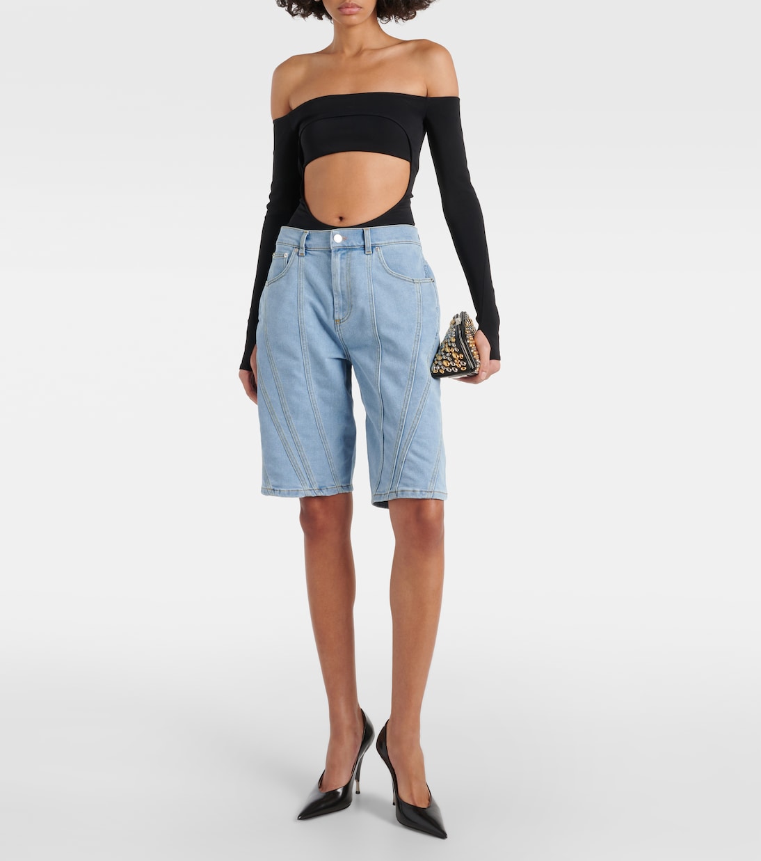Shorts anchos Spiral de denim | Mugler