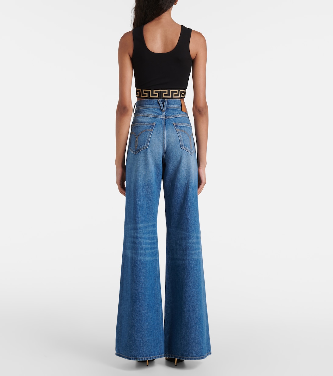 Greca Border cropped tank top | Versace