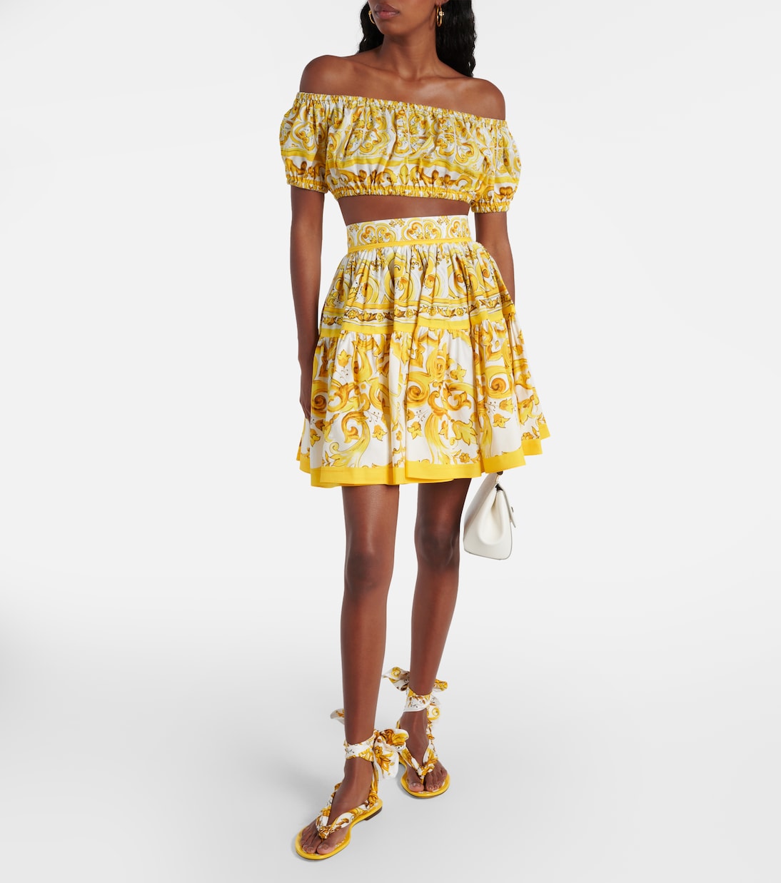 Off-Shoulder-Top Majolica aus Baumwolle | Dolce&Gabbana