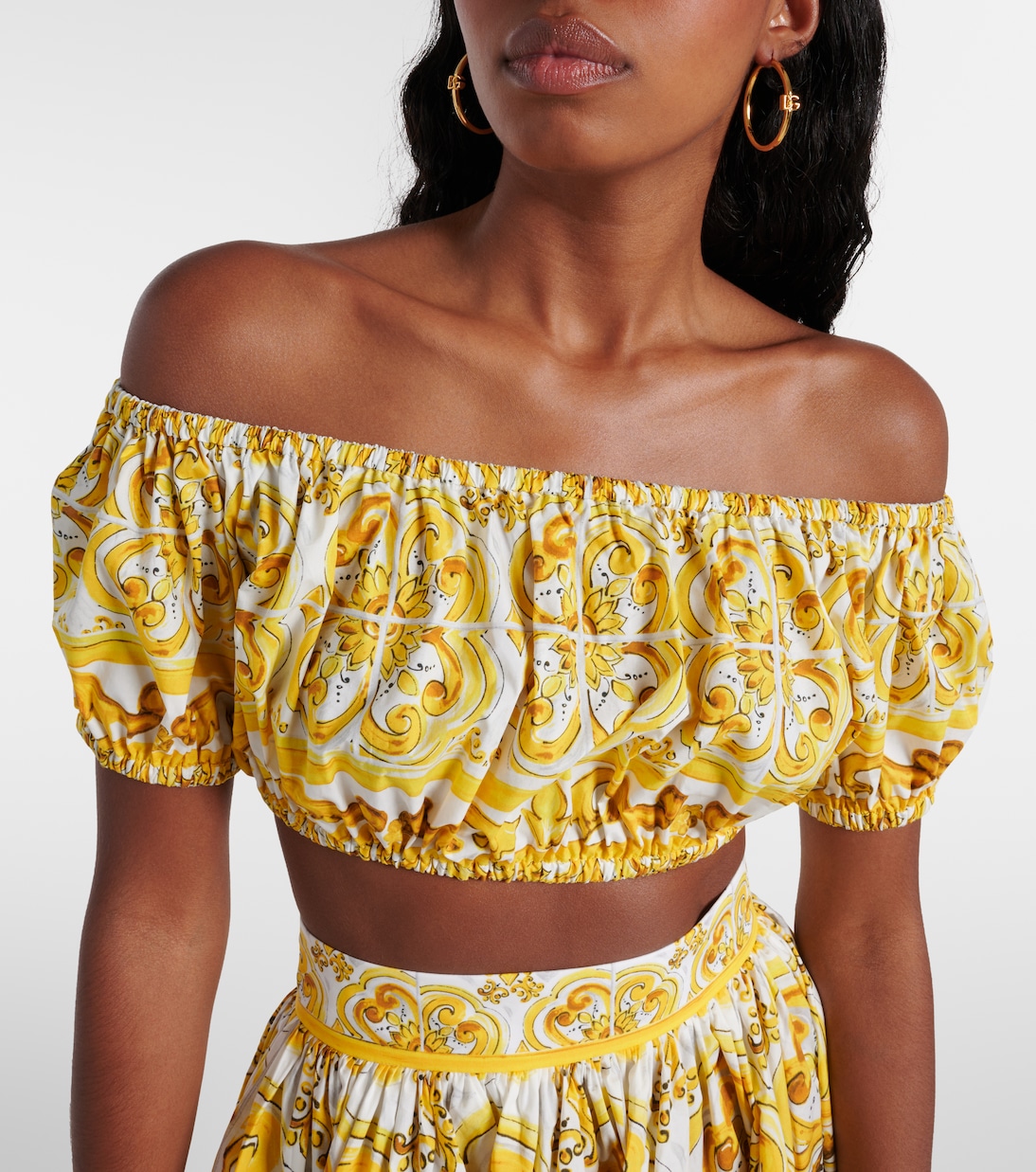 Off-Shoulder-Top Majolica aus Baumwolle | Dolce&Gabbana