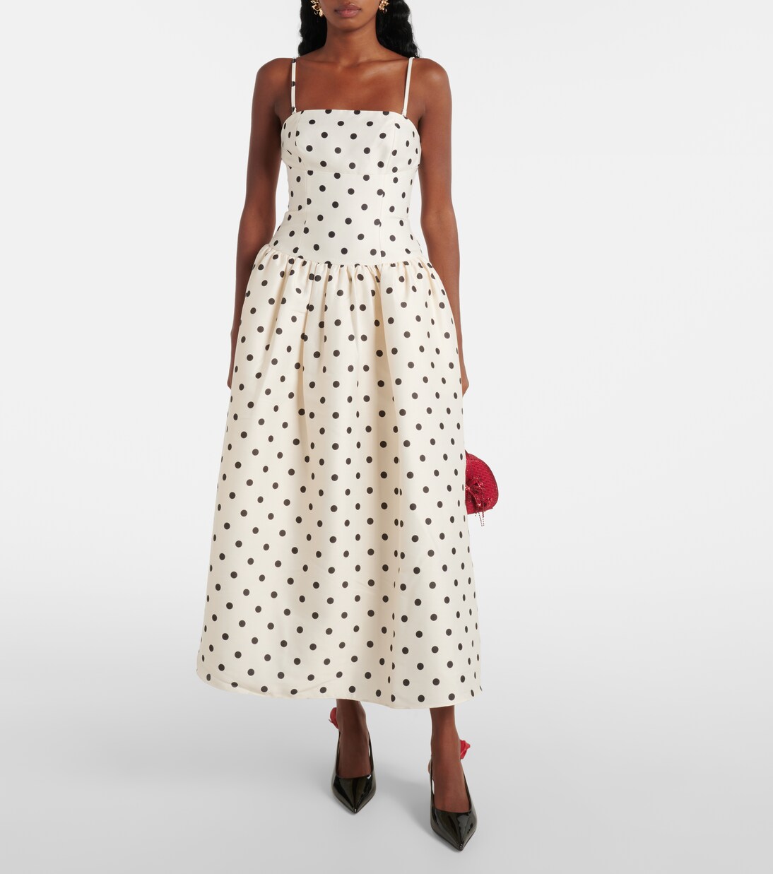 Polka-dot taffetta corset dress | Self-Portrait