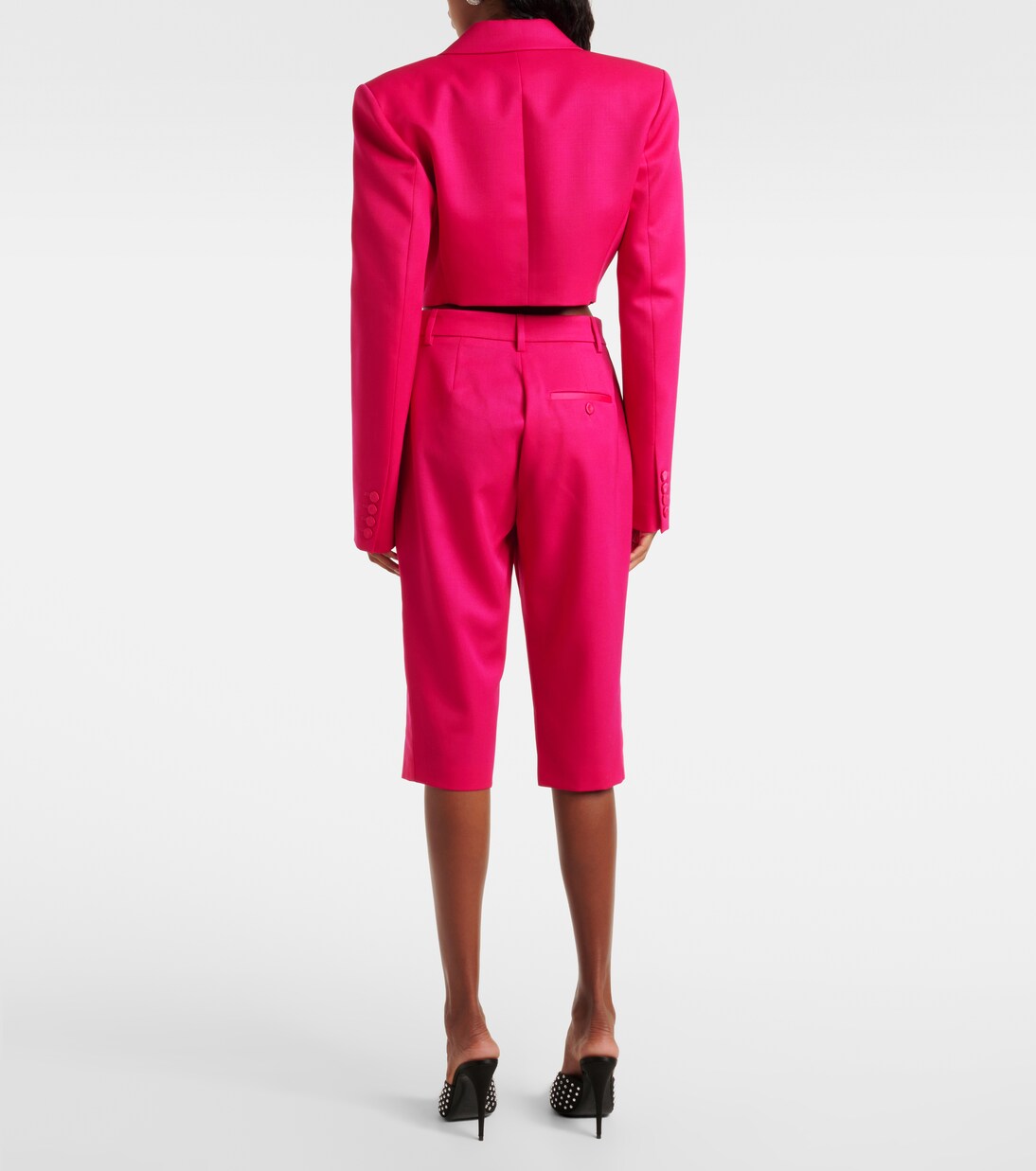 Floral-appliqué wool capri pants | Area