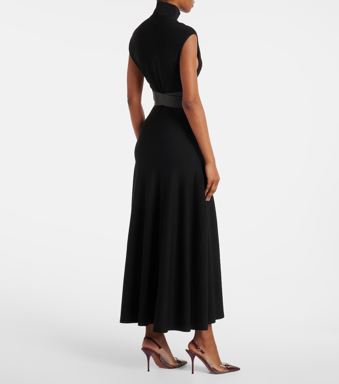 Belted wool-blend midi dress | Alaïa