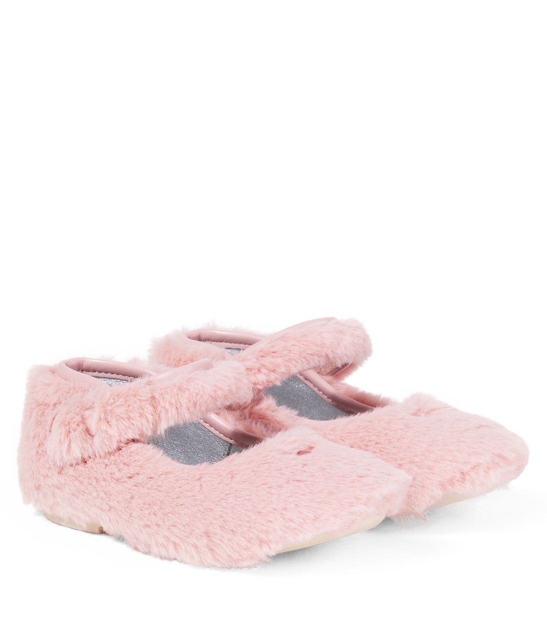 Leather-trimmed Mary Jane flats | Monnalisa