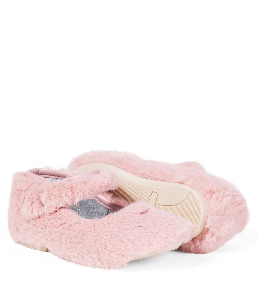 Leather-trimmed Mary Jane flats | Monnalisa