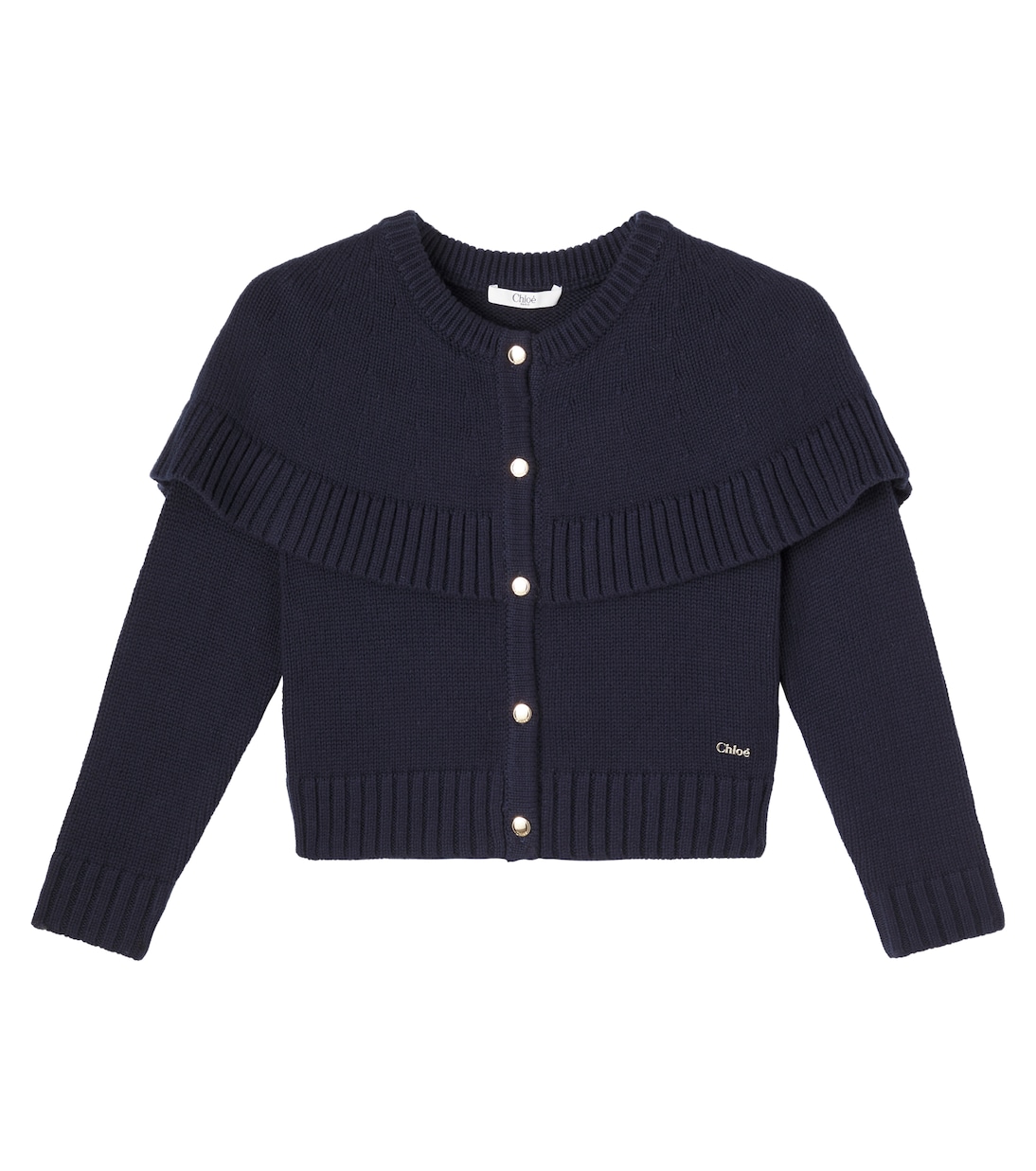Caped cotton and wool cardigan | Chloé Kids