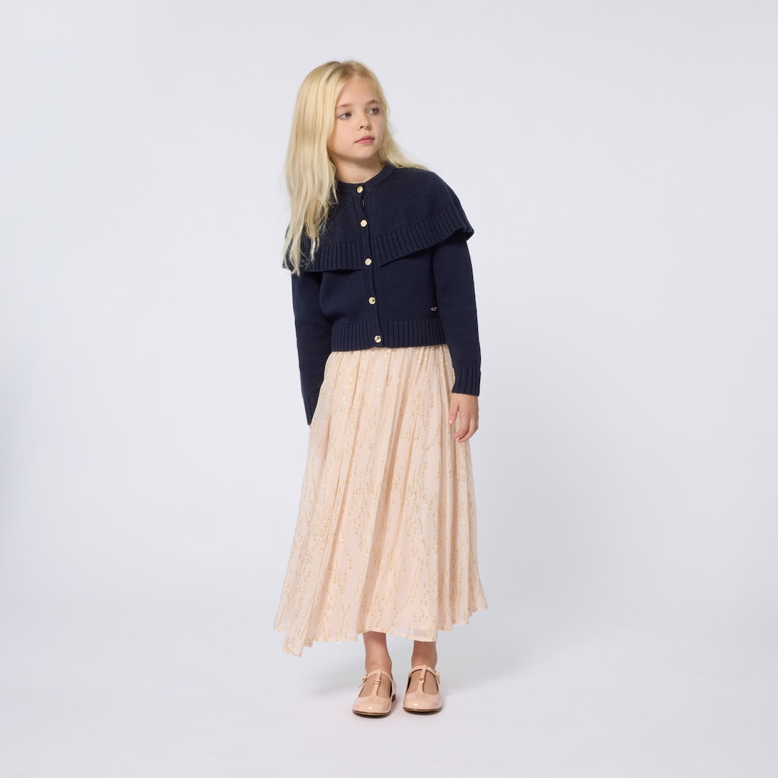 Caped cotton and wool cardigan | Chloé Kids