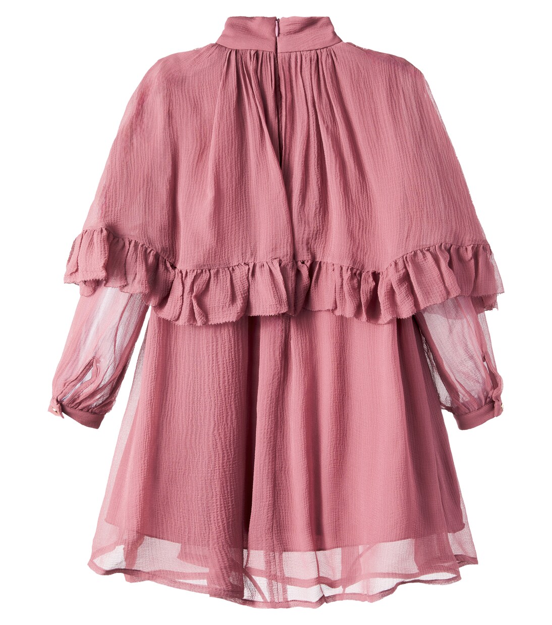 荷叶边披肩式真丝连衣裙 | Chloé Kids