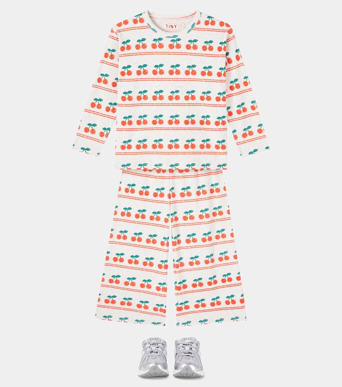 Cherry printed cotton-blend T-shirt | Tinycottons