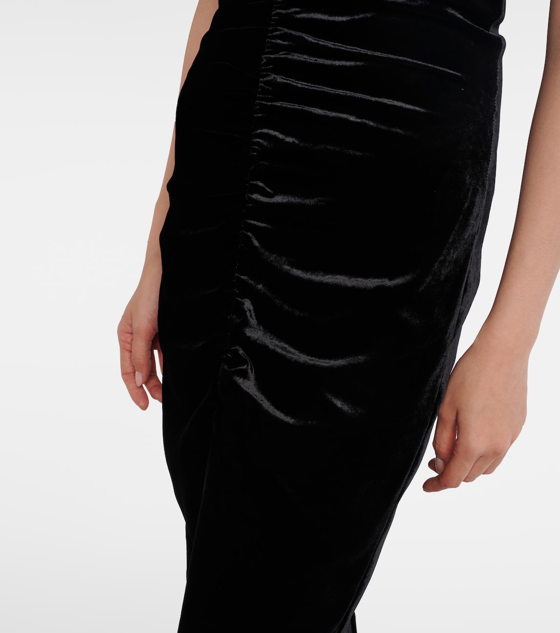 Bow-detail ruched silk-trimmed velvet gown | Alessandra Rich