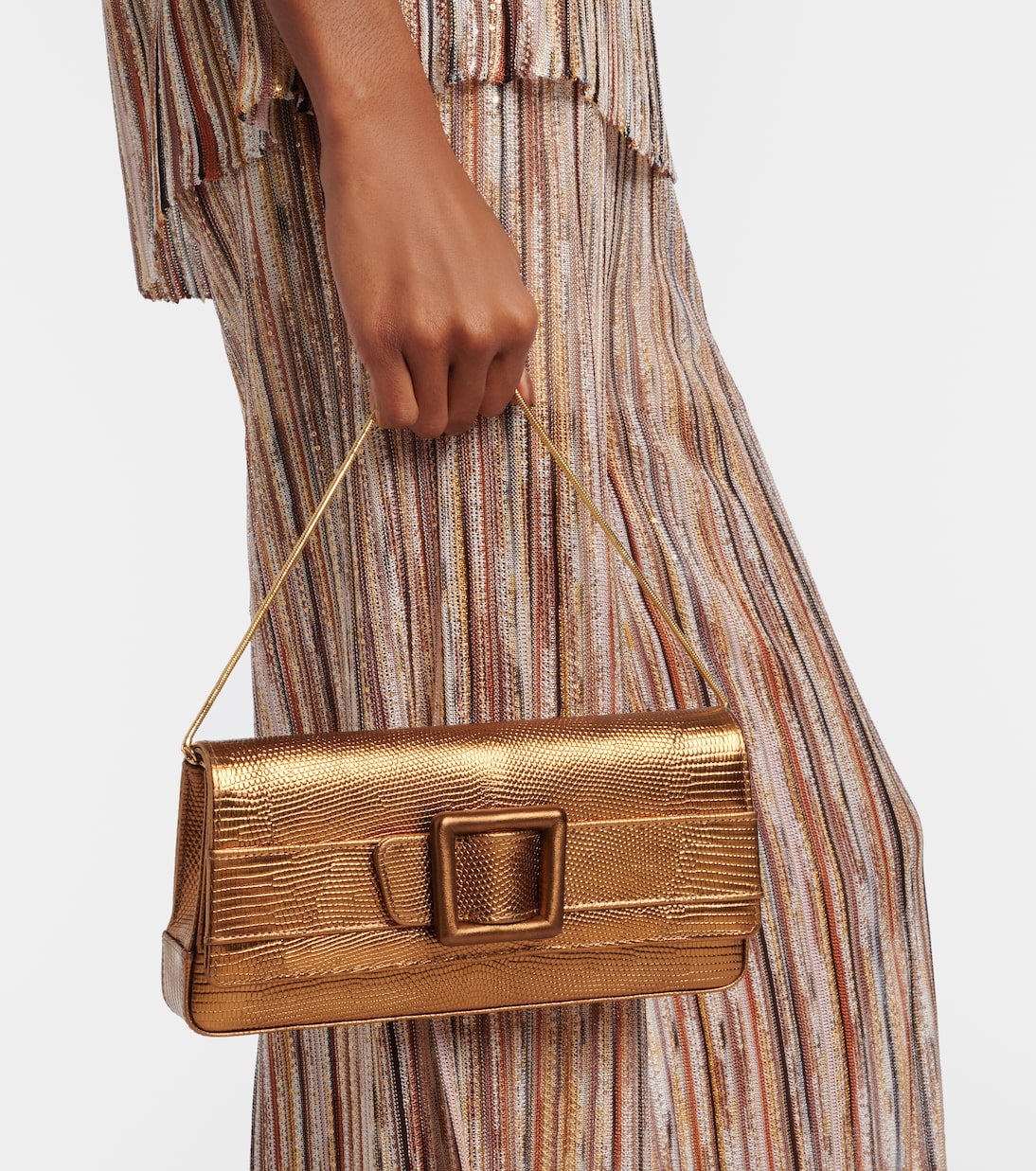 Maygot metallic leather clutch | Manolo Blahnik