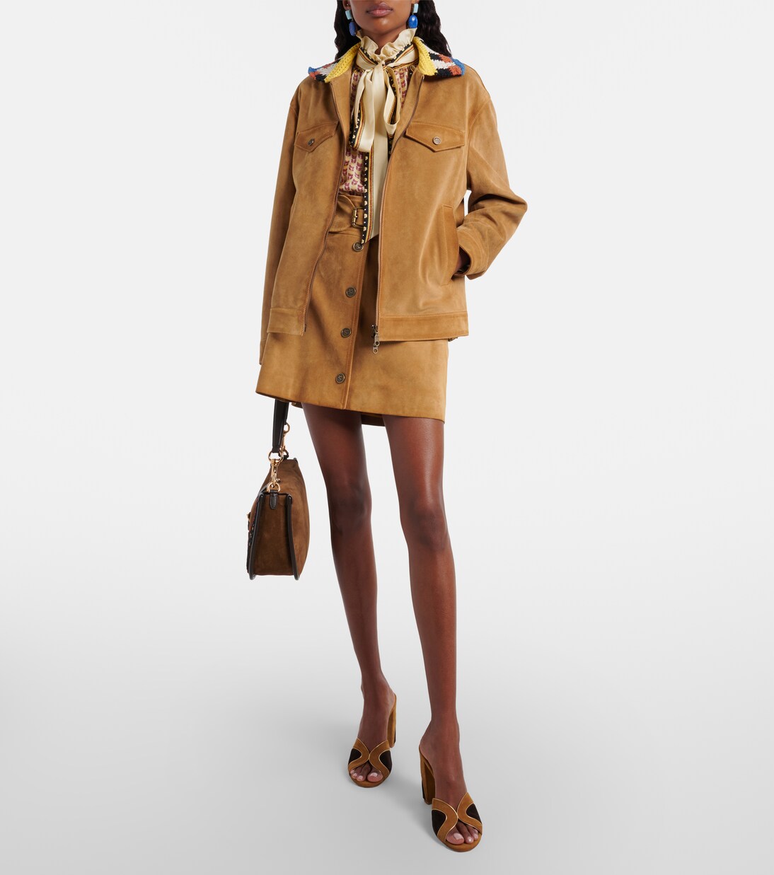 Crochet-trimmed suede jacket | Etro