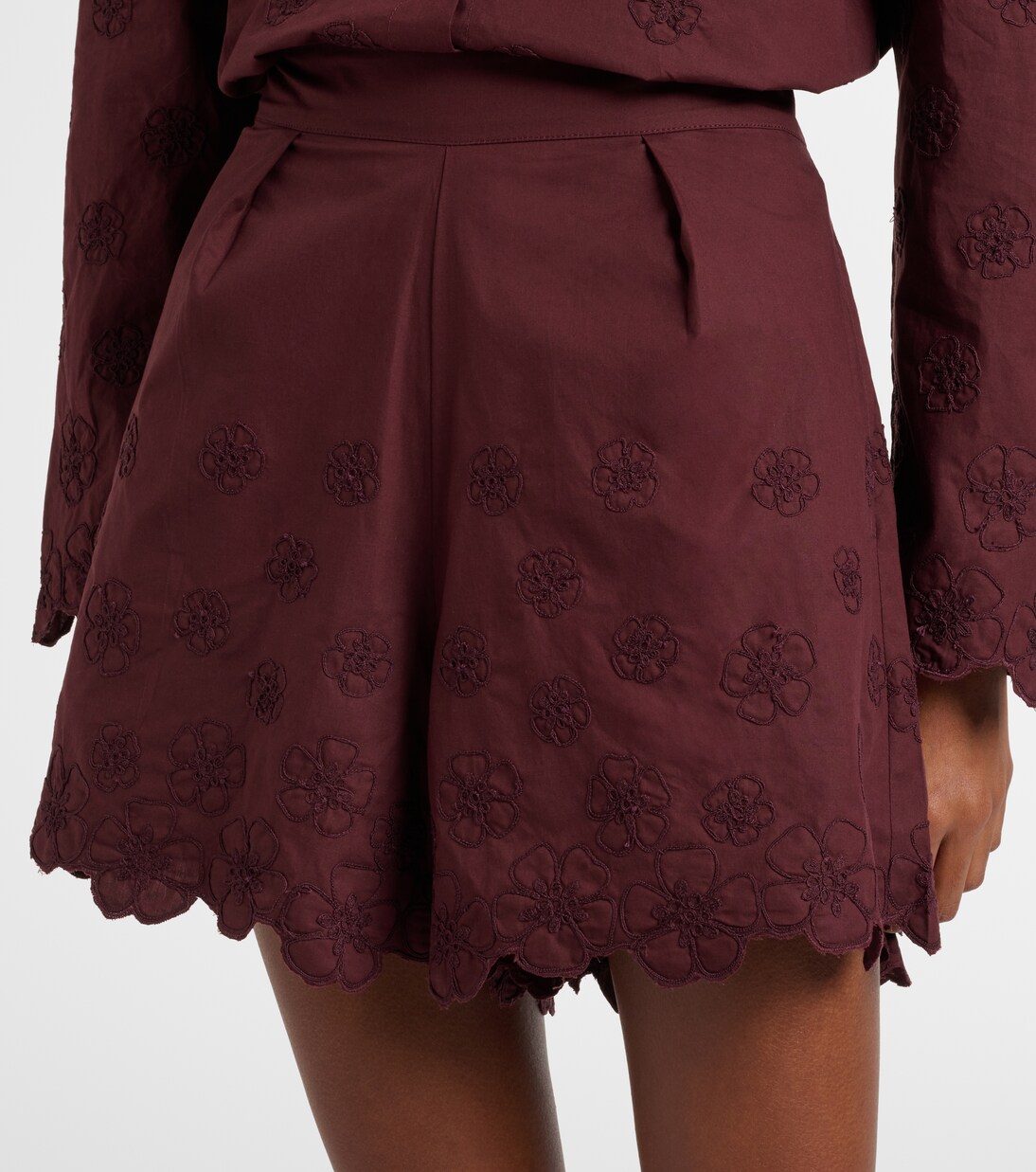 Embroidered floral cotton poplin shorts | Juliet Dunn